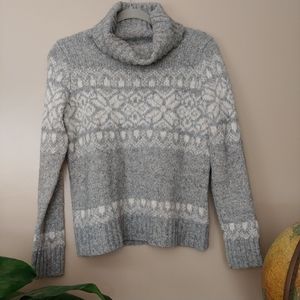 LL Bean Gray Pullover Cowl Sweater Small